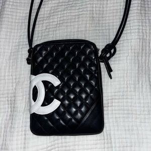 Authentic calfskin Chanel Cambon Ligne Quilted crossbody bag